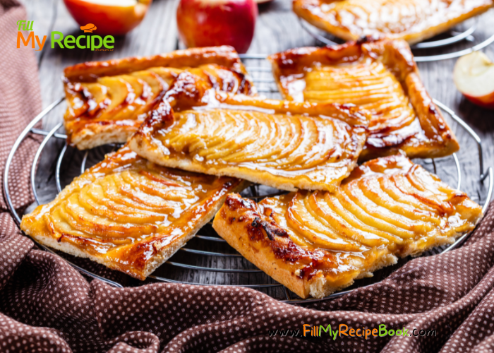 Easy Apple Puff Pastry Tarts recipe ideas. A simple mini dessert to bake with pastry and sweet apples sliced, seasoned with sugar, cinnamon.