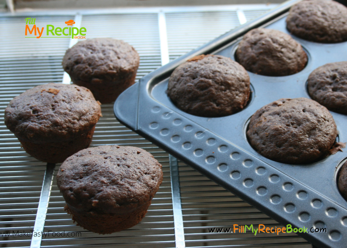 Easy Chocolate Banana Muffins recipe idea to create with your over ripe bananas for that moist healthy muffin for breakfast or snack.
