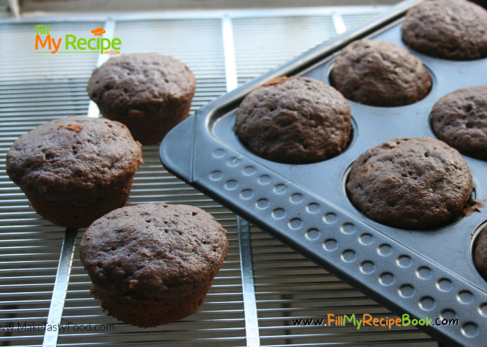 Easy Chocolate Banana Muffins recipe idea to create with your over ripe bananas for that moist healthy muffin for breakfast or snack.