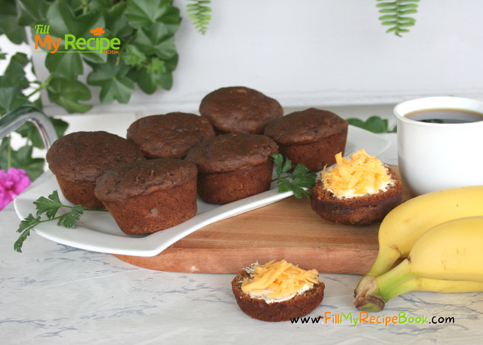 Easy Chocolate Banana Muffins recipe idea to create with your over ripe bananas for that moist healthy muffin for breakfast or snack.