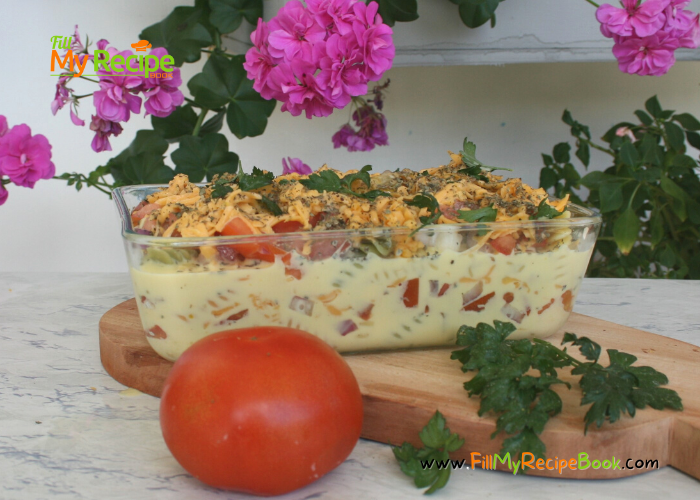 Easy Macaroni and Cheese for two recipe or four people. A homemade pasta oven bake casserole dish with cheese for lunch or dinner with salad.