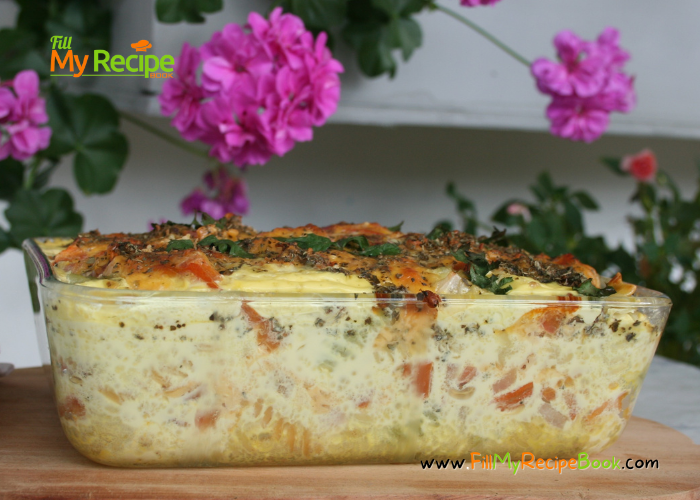 Easy Macaroni and Cheese for two recipe or four people. A homemade pasta oven bake casserole dish with cheese for lunch or dinner with salad.