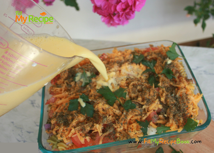 Easy Macaroni and Cheese for two recipe or four people. A homemade pasta oven bake casserole dish with cheese for lunch or dinner with salad.