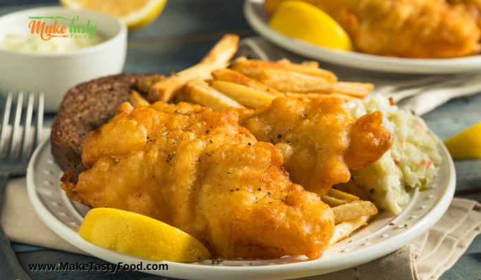 Fried Fish and Chips with Salad