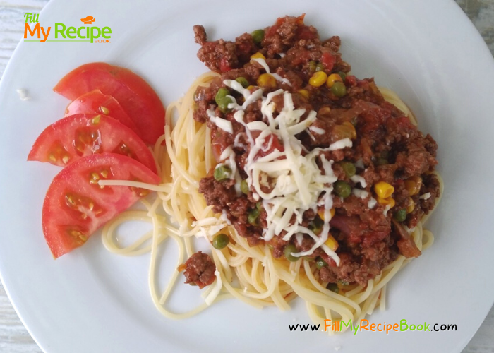 Minced Beef Spaghetti and Veggies