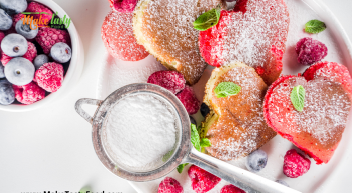 Mini Heart Berry Filled Pancakes.