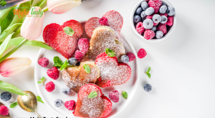 Mini Heart Berry Filled Pancakes.