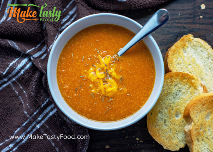 Easy Cheddar Filled Roasted Tomato Soup