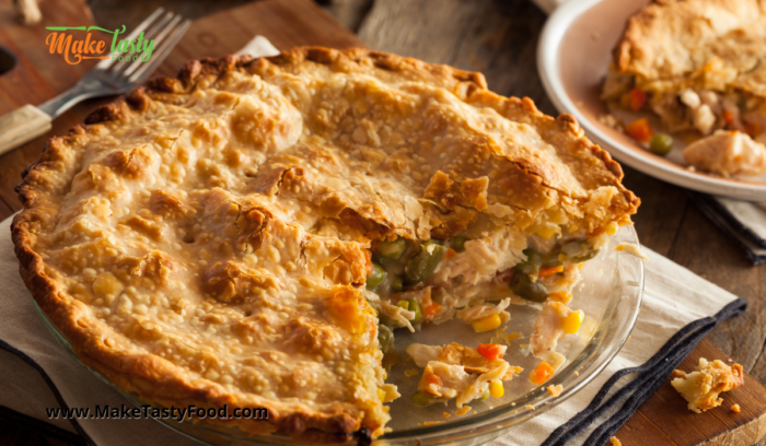 Creamy Chicken and Veggie Pie recipe. Easy hot puff pastry pie with left overs bakes the best homemade meal, loaded with cream mushroom sauce.