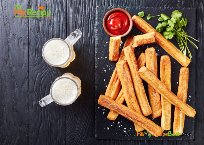 Easy Cheese Straws Recipe idea to bake for an appetizer or snack. The 4 ingredient mix form a crispy savory cheese cracker stick for parties.