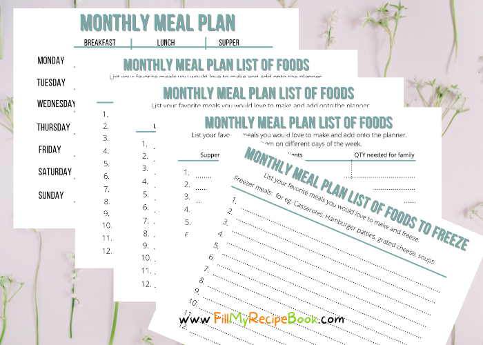 Monthly Meal and Freezer Planners