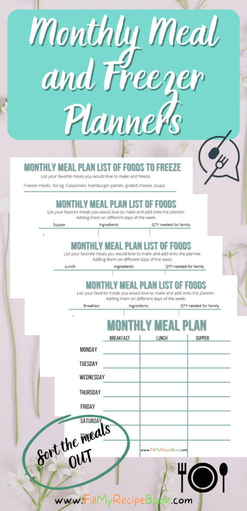 Monthly Meal and Freezer Planners