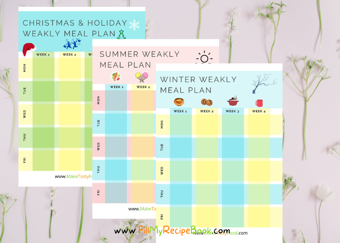 Seasonal and Holiday Weekly Meal Planner.