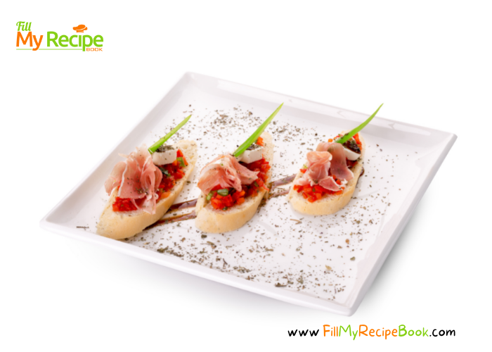 Ham and Feta Bruschetta an appetizer recipe idea. Crispy bites offer the savory taste of tomato, feta cheese, basil, garlic and balsamic.