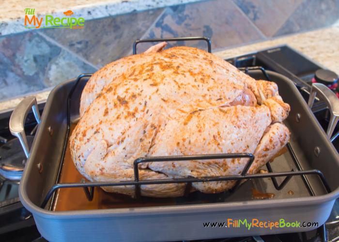 raw turkey, Roasted Herbs and Butter Whole Turkey recipe idea. A thanksgiving oven roast for special seasonal meals, rubbed with herbs seasoning.