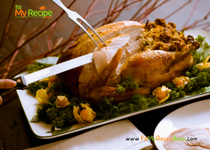 Roasted Herbs and Butter Whole Turkey recipe idea. A thanksgiving oven roast for special seasonal meals, rubbed with herbs seasoning.