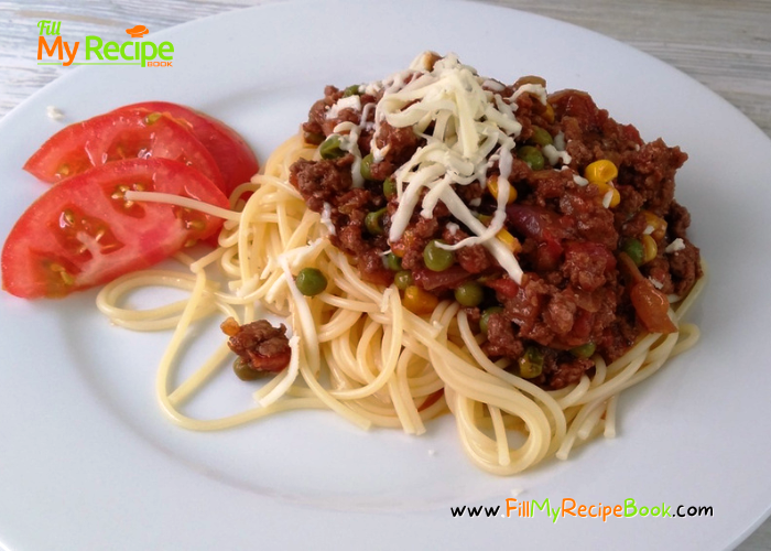 Minced Beef Spaghetti and Veggies