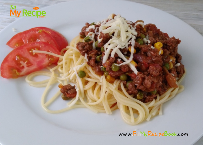 Minced Beef Spaghetti and Veggies