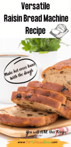 The best Versatile Raisin Bread Machine Recipe to die for. This recipe can make the dough for hot cross buns, Chelsea or cinnamon buns.