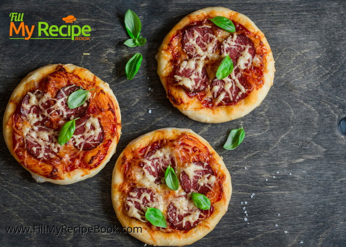 For a quick and easy weekend lunch or supper make this Quick Homemade Pizza filled with bacon and banana, herbs and cheese, or mini pizza.