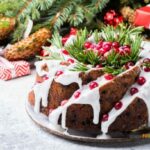 Delightful Caramel Christmas Fruit Cake Recipe for a Beautiful Molded Cake. This exquisite bundt cake is adorned and glazed, then preserved with a touch of brandy for added flavor.