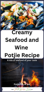 Creamy Seafood and Wine Potjie Recipe. Easy South African pot on coals by open fire for the best family lunch or dinner meal, slow cooked.