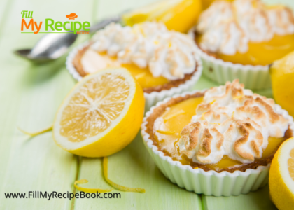 Mini Lemon Curd Tartlets recipe for a fine dinning dessert. A tasty shortbread crust decorated with a easy fancy meringue piped topping.