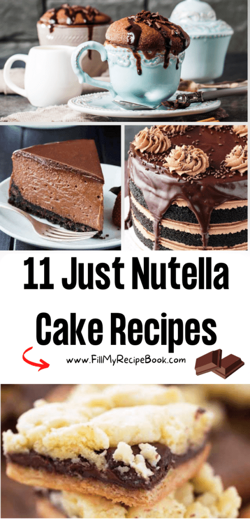 11 Just Nutella Cake Recipes ideas to create. Nut chocolate for cup cakes as well as mug cakes and easy cheese cakes and brownies fillings.