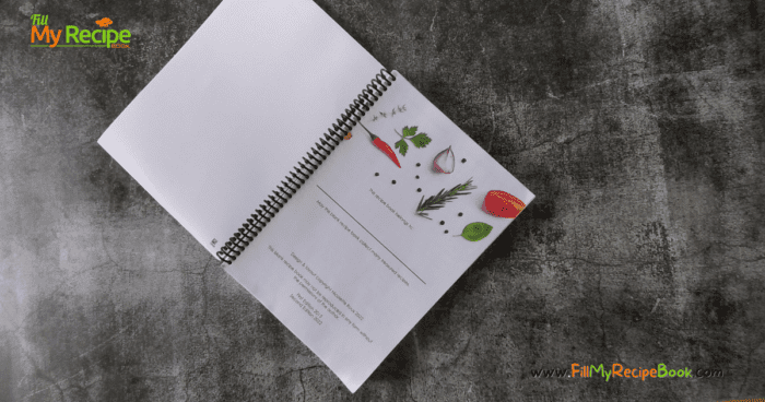 When you open the blank recipe book the first thing you will notice is that I have Made a page for when you gift the book and a place for the name to be written in it.