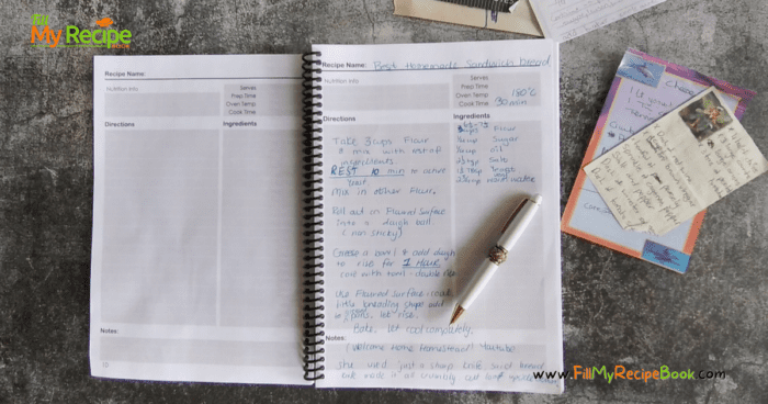 The layout is pretty easy to use too! There is a space for the name of your recipe and I also added some stars you can grade it by. There is a nutritional area which I thought was a good idea