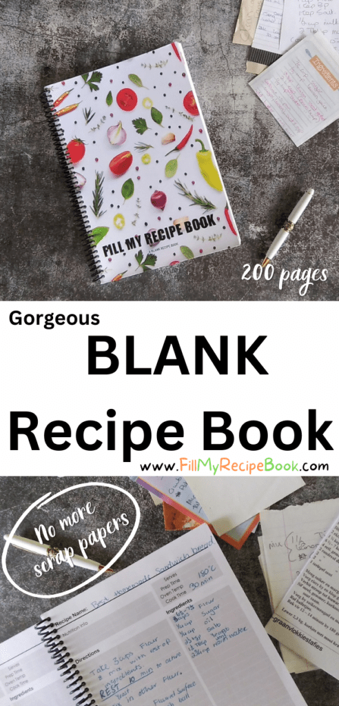 Gorgeous Blank Recipe Book of 200 pages. An empty book to fill in instead of bits of paper everywhere. It has sections and index pages.
