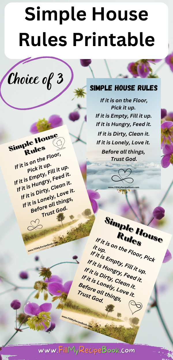 Simple House Rules Printable