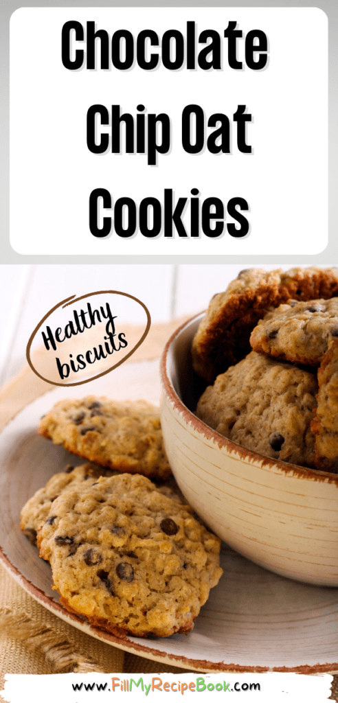 Chocolate Chip Oat Cookies recipe. A healthy biscuit that's crispy on the outside and soft and chocolaty on the inside with a buttery taste.