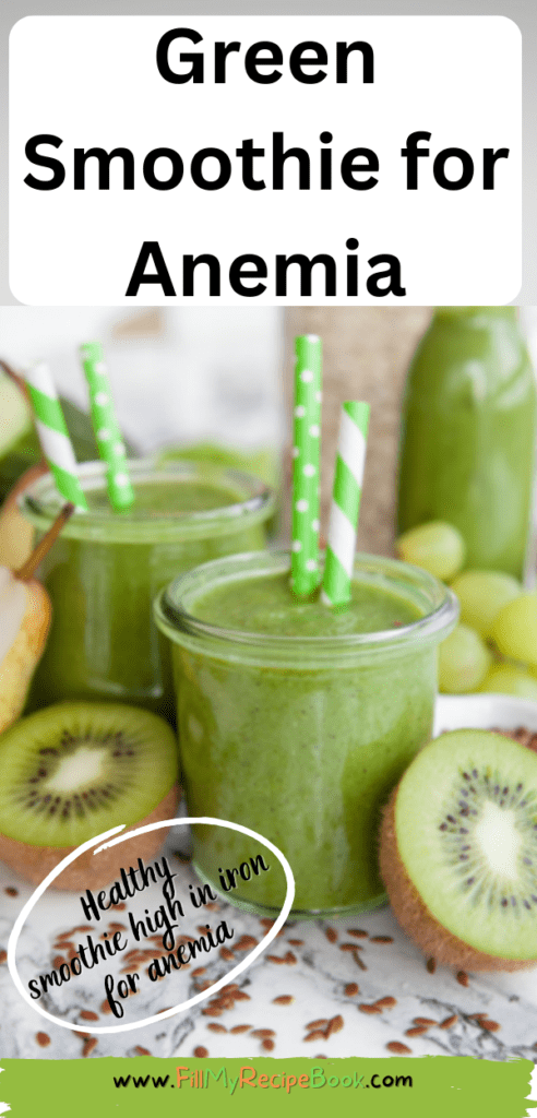 Green Smoothie for Anemia recipe. A smoothy that is high in iron made with spinach for iron deficiency includes vitamin C helps absorption.