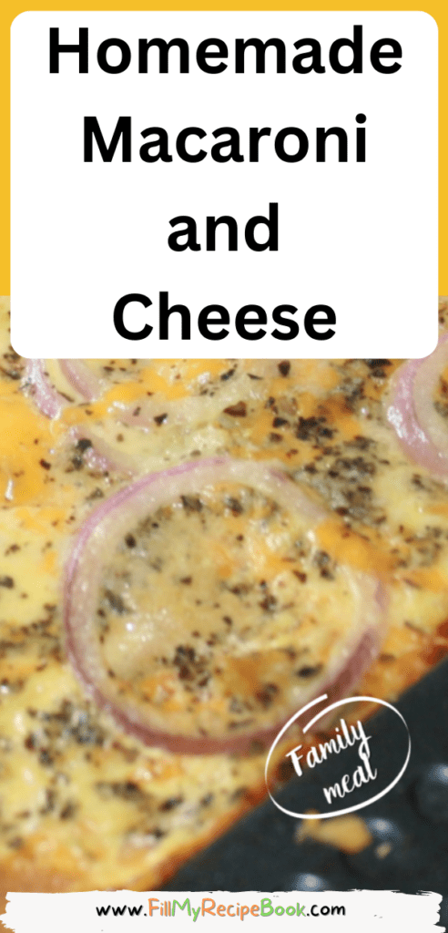 Homemade Macaroni and Cheese family size recipe. Oven baked casserole is always a lunch favorite for family or for vegetarian meat eaters.