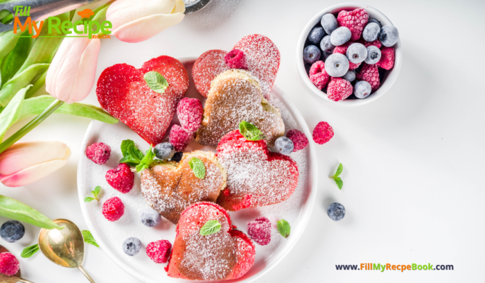 Mini Heart Berry Filled Pancakes. A special breakfast is always needed, make these easy raspberry and blueberry filled heart shaped pancakes.