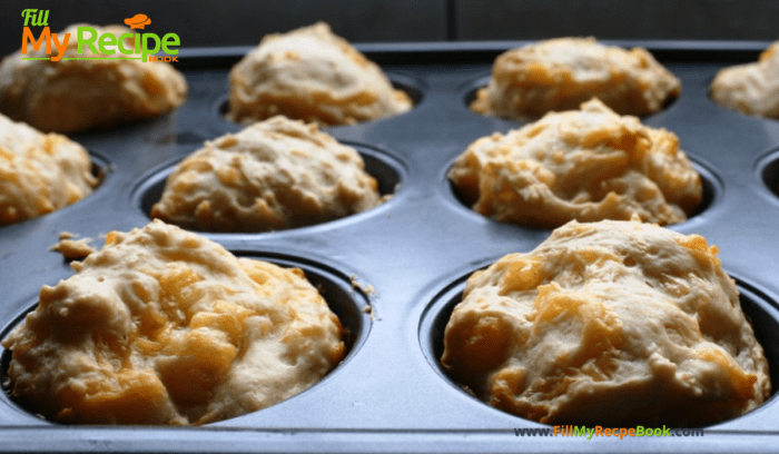 Tasty homemade Sugar Free Cheese Scones Recipe idea. Olive oil or butter used, an easy savory oven bake in a muffin pan with filling ideas.