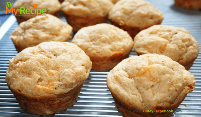 Tasty homemade Sugar Free Cheese Scones Recipe idea. Olive oil or butter used, an easy savory oven bake in a muffin pan with filling ideas.