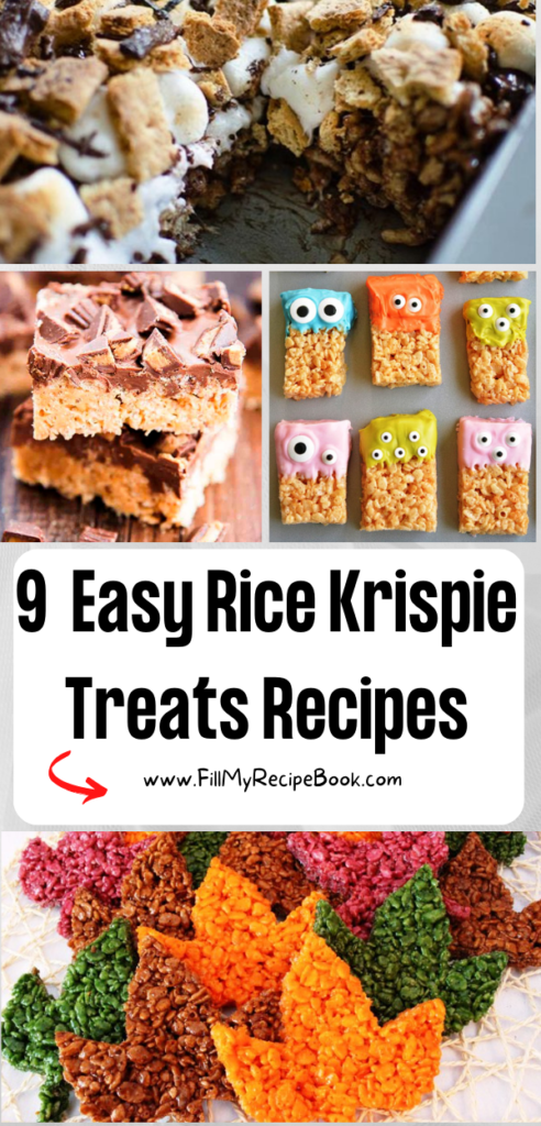 9 Easy Rice Krispie Treats Recipes ideas. No bake desserts, chocolate and gluten free, healthy original cookies for easter with peanut butter.