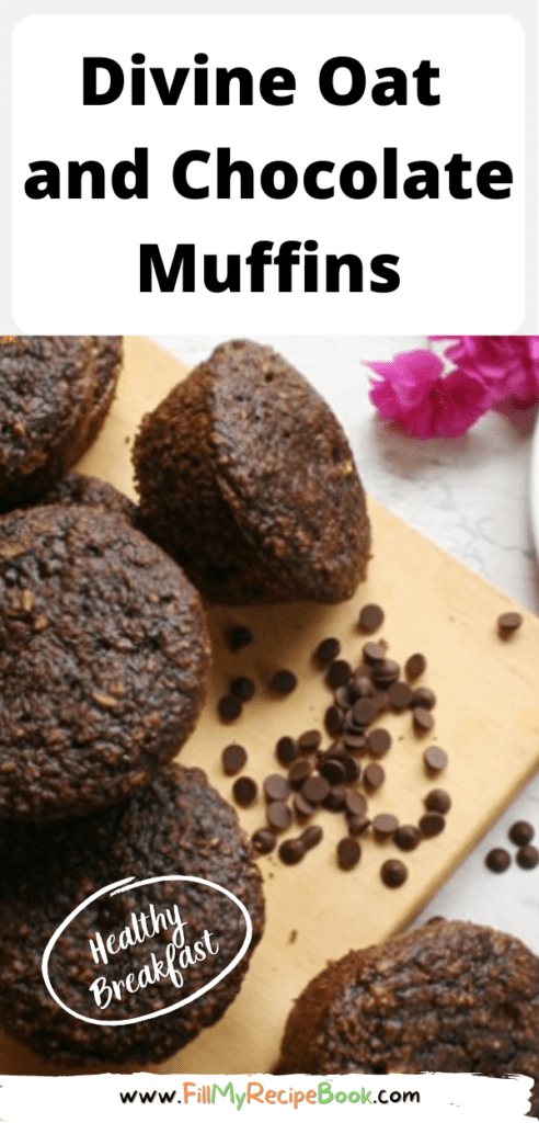 Divine Oat and Chocolate Muffins recipe that melts in your mouth. Healthy banana and honey, chocolate muffin for breakfast, or dessert.
