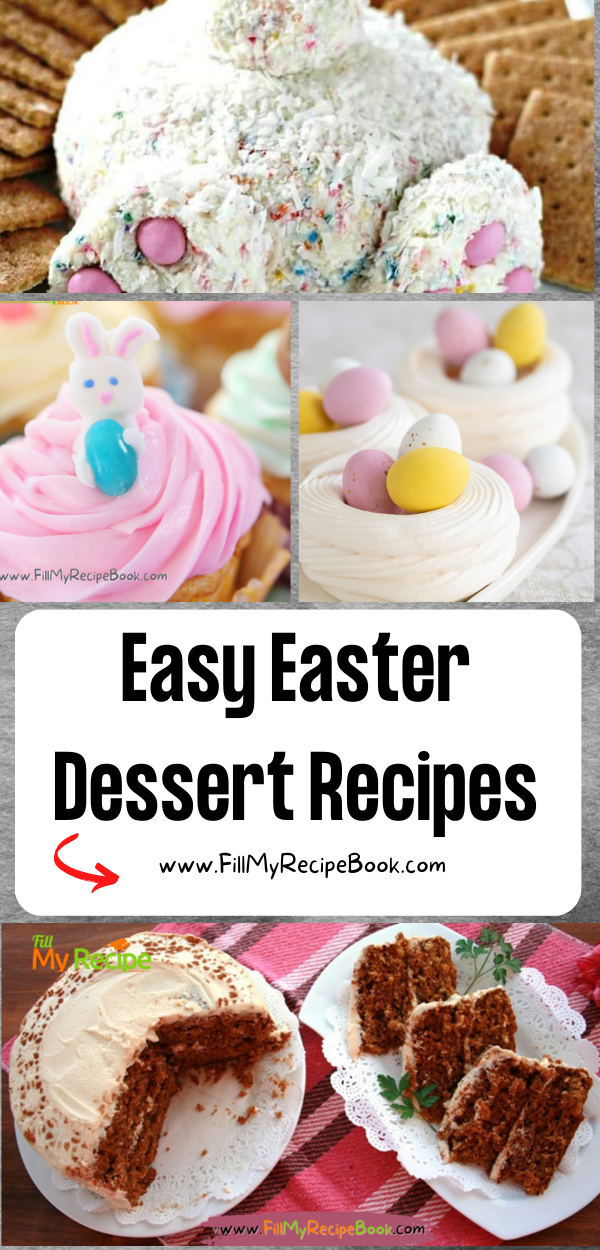 Easy Easter Dessert Recipes ideas. Make homemade snacks and traditional treats with some cakes and pavlova adding decoration with sweets.