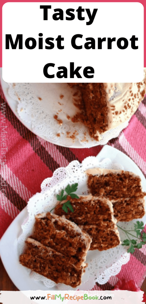 Tasty Moist Carrot Cake is a favorite, spiced with cinnamon and crushed pineapple, pecans and coconut. With an amazing fluffy cream cheese frosting.
