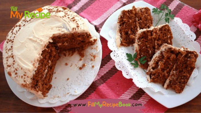 Tasty Moist Carrot Cake recipe. A favorite oven bake with crushed pineapple, desiccated coconut. With fluffy cream cheese frosting.