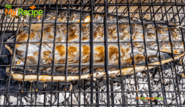 The fish fillets are placed between the double sided grill and closed to keep it from falling. The closed grill holds the fish in place as it turned around. But for the start of the grilling process the fish is first grilled with the skin side down.