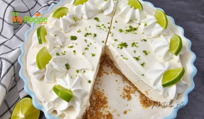 Homemade Key Lime Pie Recipe idea, easy no bake summer dessert with biscuit base, and whipped cream topping as a fridge tart.