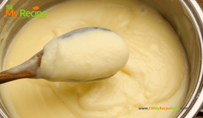 Easy Malva Pudding and Custard with a sauce recipe. Best South African family dessert idea, oven baked with a sauce, or serve with custard.