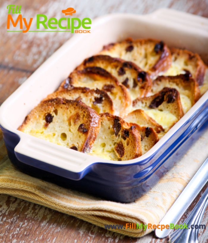 Bake this Simple Bread and Butter Pudding recipe for a warm dessert with left over stale bread and serve with custard, cream or ice cream.
