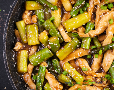 Easy Chicken Asparagus Stir fry summer recipe idea is a healthy and simple dish that is quick to put together for a meal with a savory sauce.