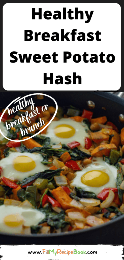 Healthy Breakfast Sweet Potato Hash. Love sweet potato's add some vegetables with fried eggs, for a healthy vegetarian breakfast.