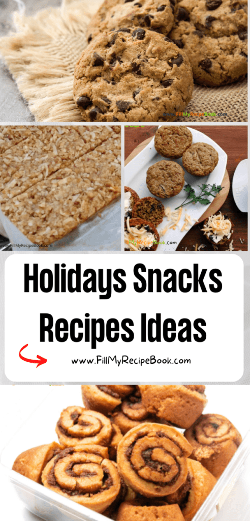 Holidays Snacks Recipes Ideas. Easy baked treats for kids and family to snack on during the holidays or road trips, savory, sweet and healthy.